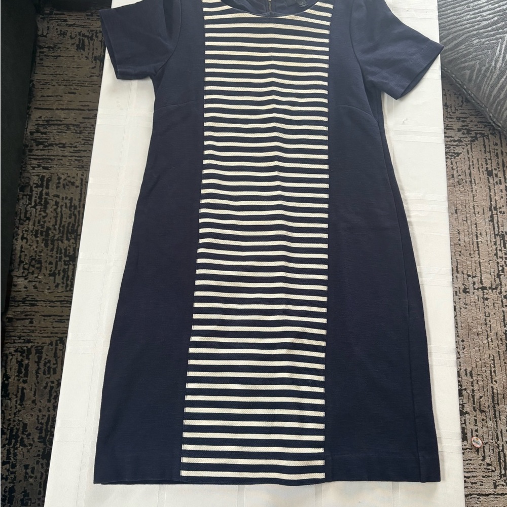 J. Crew navy bleu and white Sheath Midi Dress for Work